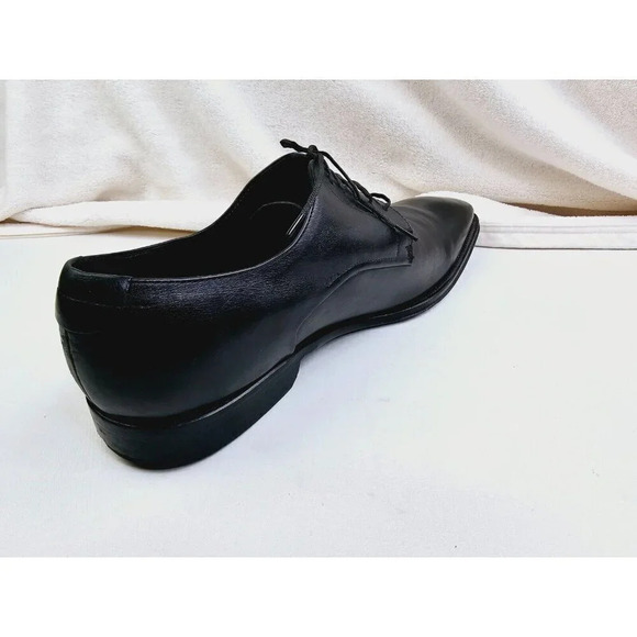 Hugo Boss Size 13 Men\'s Black Leather Embossed Logo Lace Up Shoes